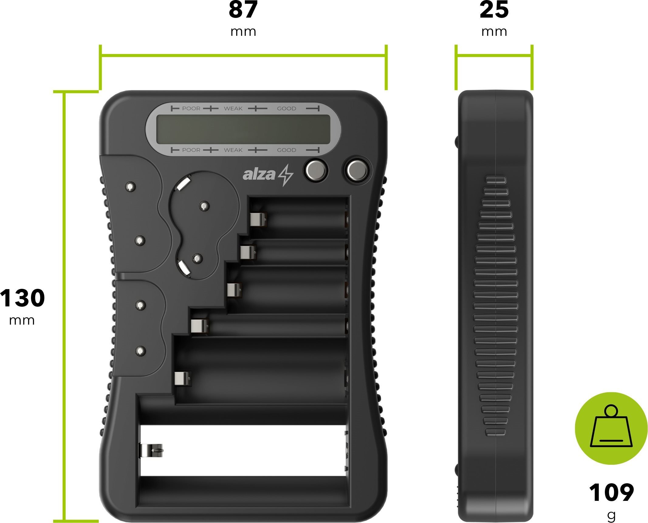 AlzaPower Battery Tester T20B teszter