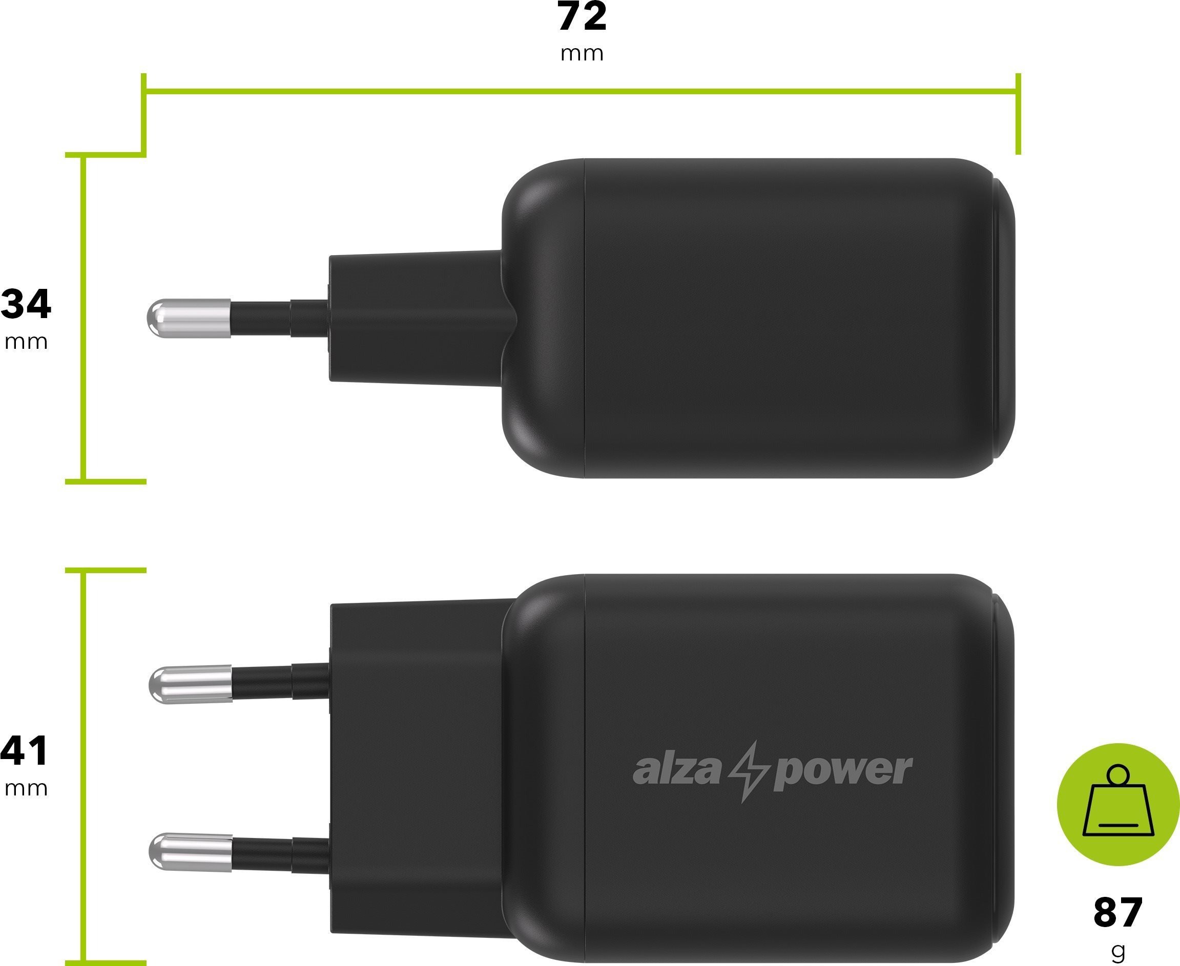 AlzaPower Apex G630 45W töltő adapter, fekete