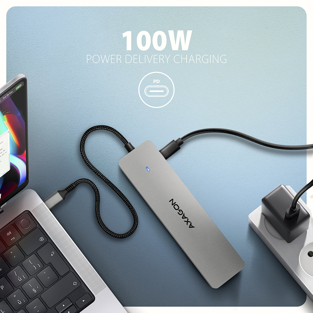 AXAGON HMC-7HX2 Power Delivery 3.0 akár 100W-os teljesítményig