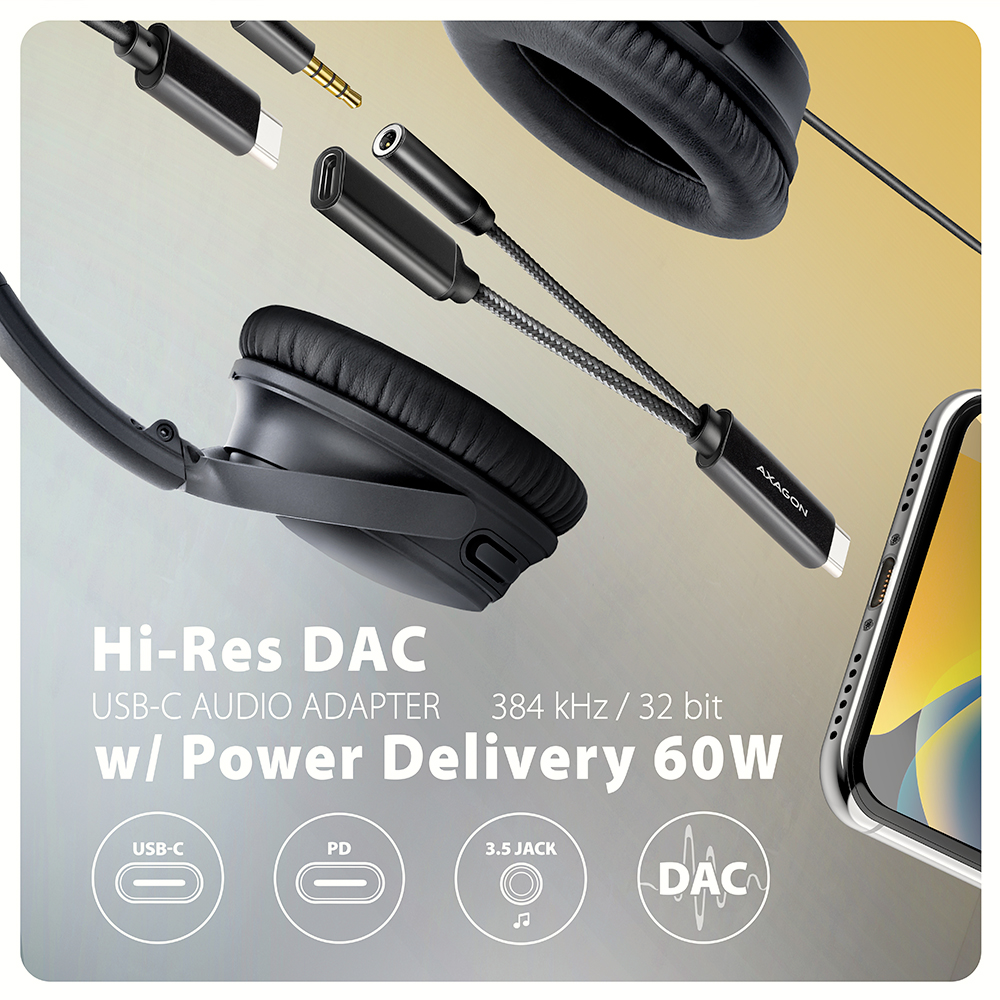 AXAGON ADA-HCPD 384 kHz / 32 bites DAC és PD60W