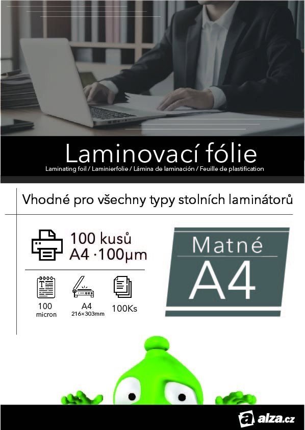 Lamináló fóliák Alza A4/200 matt - 100 darabos csomagban