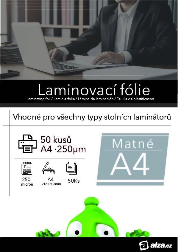 Lamináló fóliák Alza A4/500 matt - 50 darabos csomagban