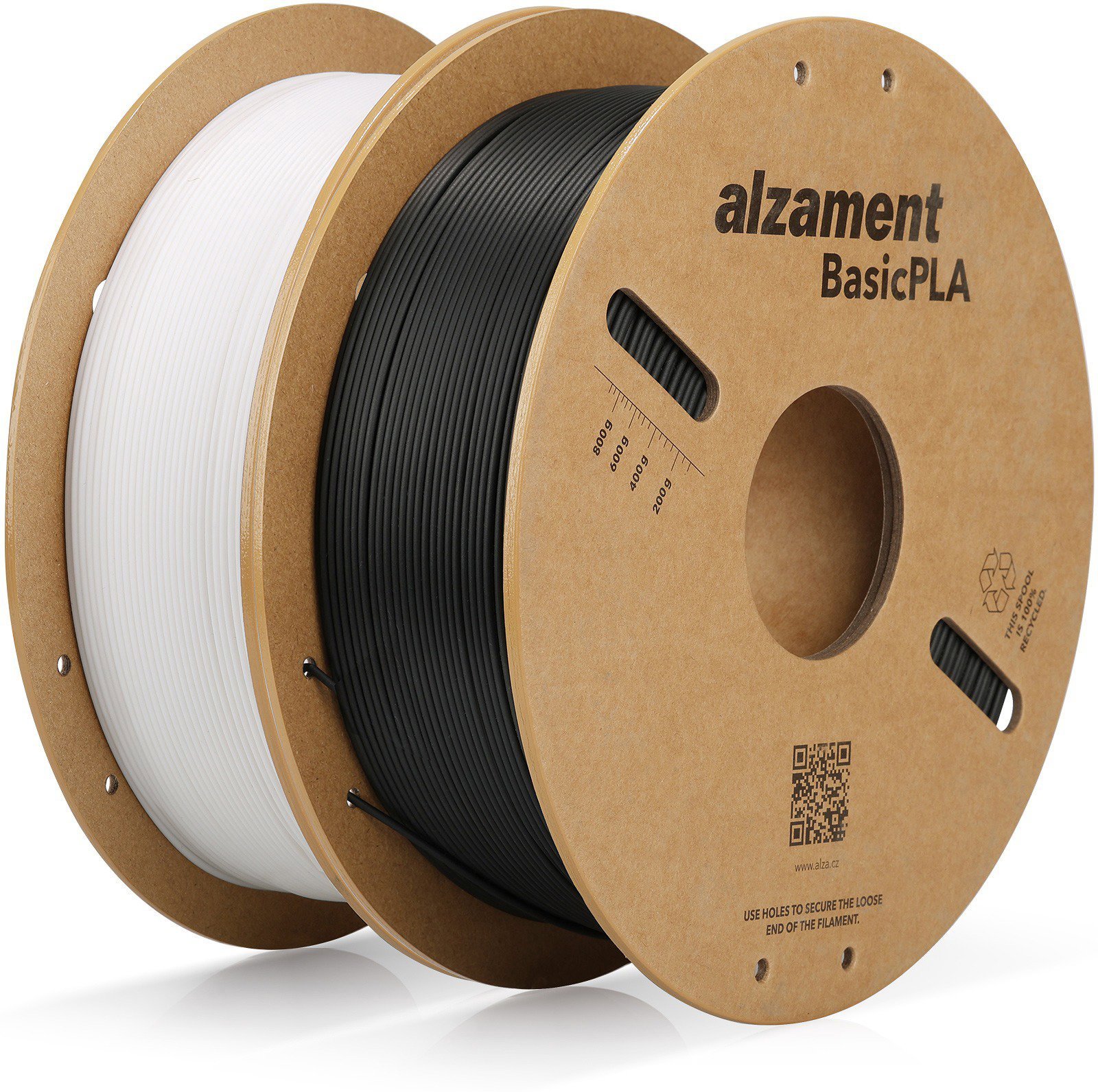 Alzament PLA Basic Dualpack 2x1kg Black+White filament