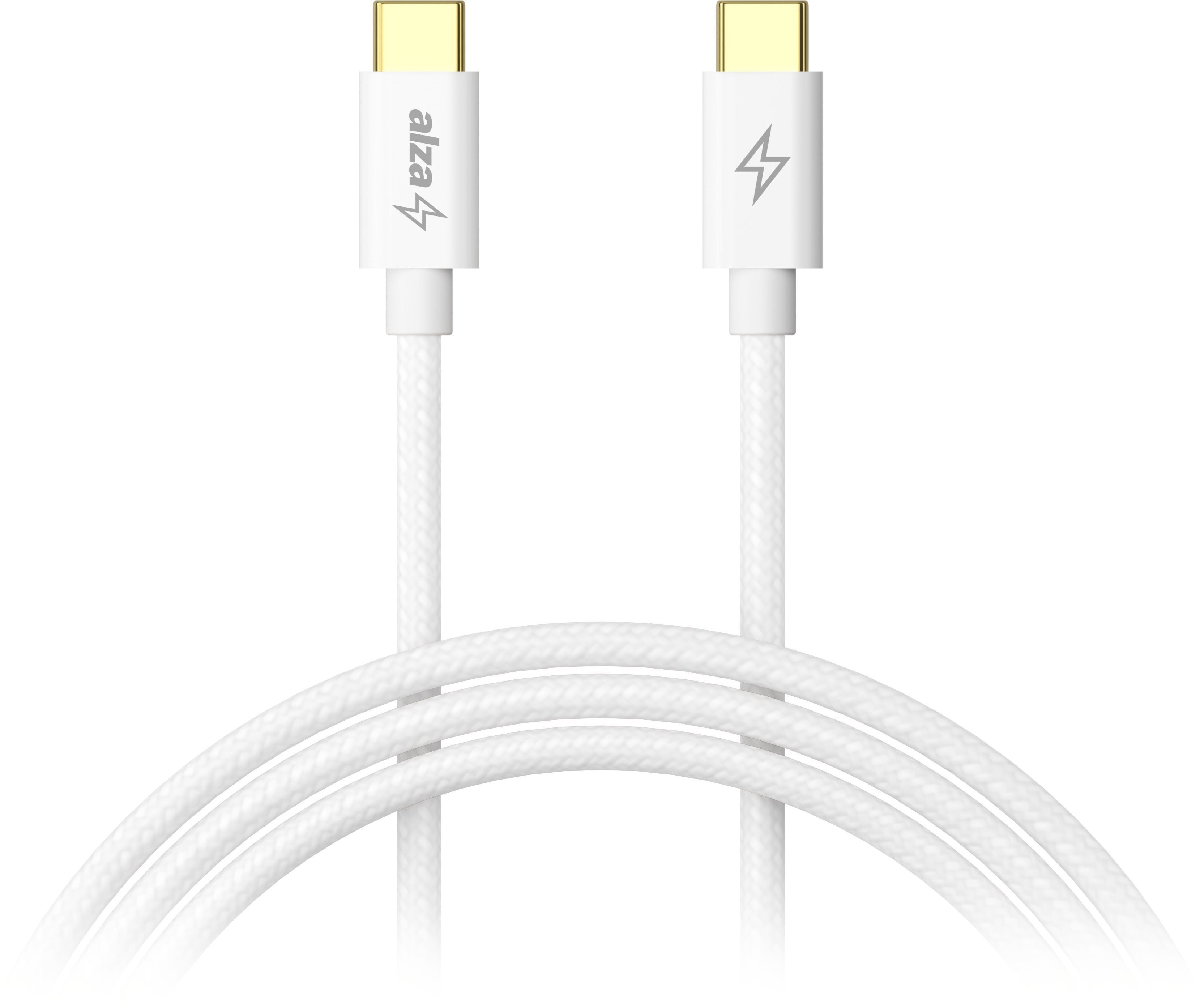AlzaPower CompactCore USB-C to USB-C 2.0, 100 W, 1 m adatkábel, fehér