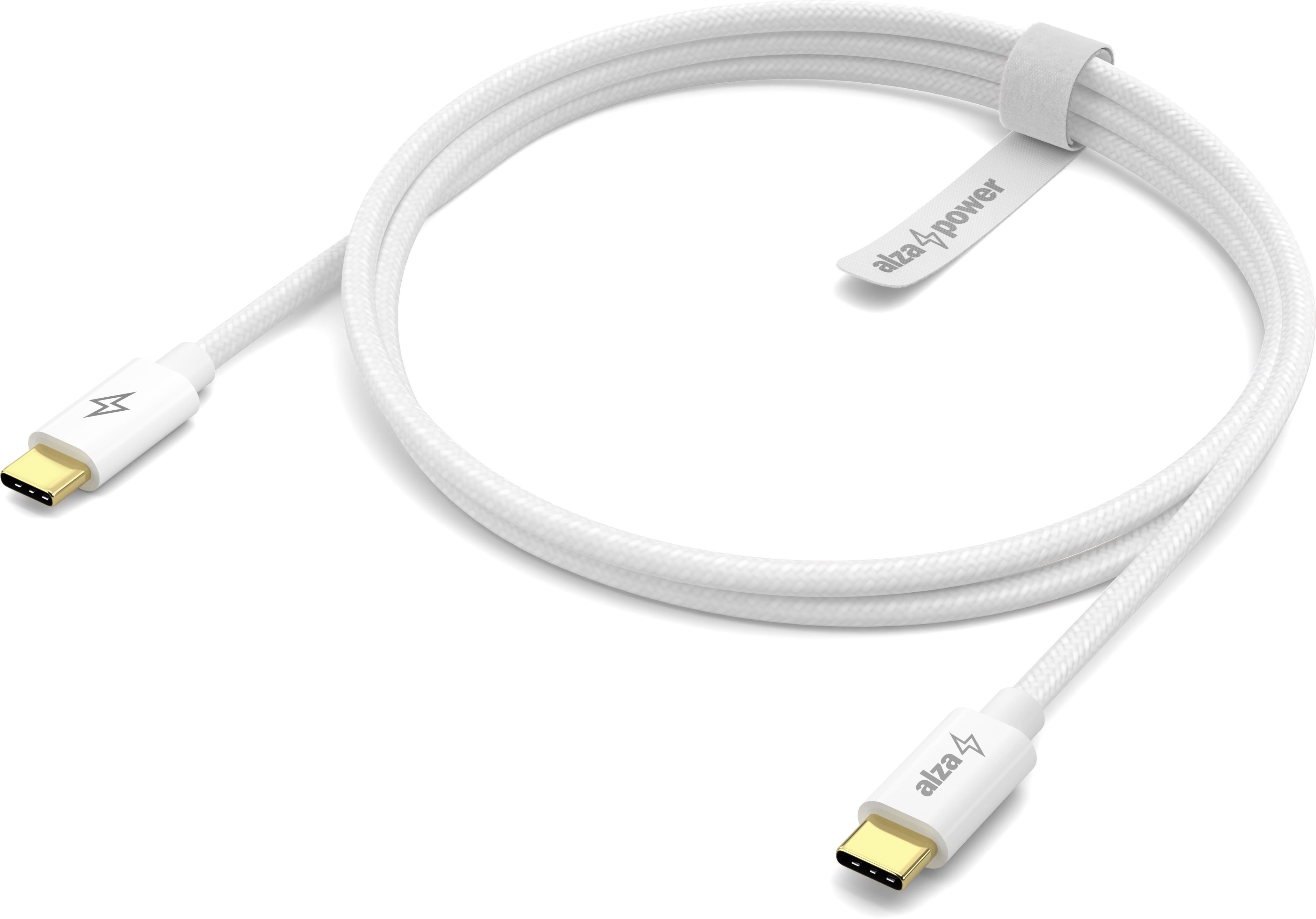 AlzaPower CompactCore USB-C to USB-C 2.0, 100 W, 1 m adatkábel, fehér
