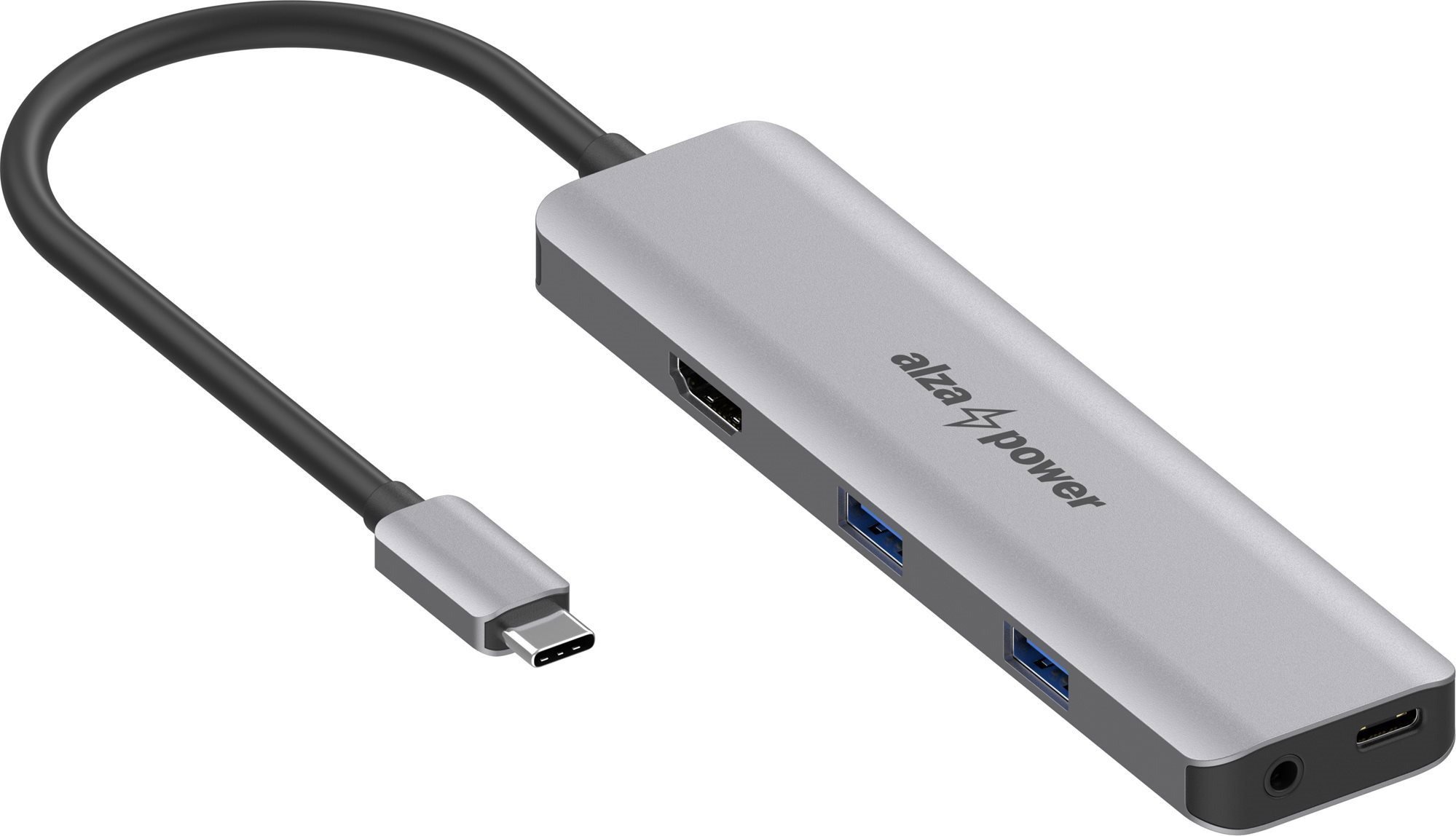 AlzaPower Metal USB-C Dock Station 5in1 (140 W) - asztroszürke