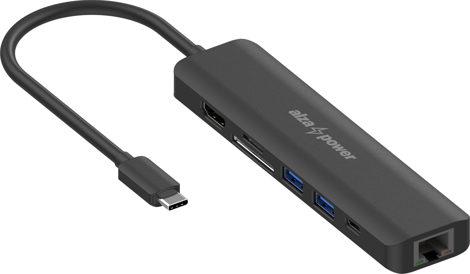 AlzaPower USB-C Dock Station 7in1 (140 W) - fekete
