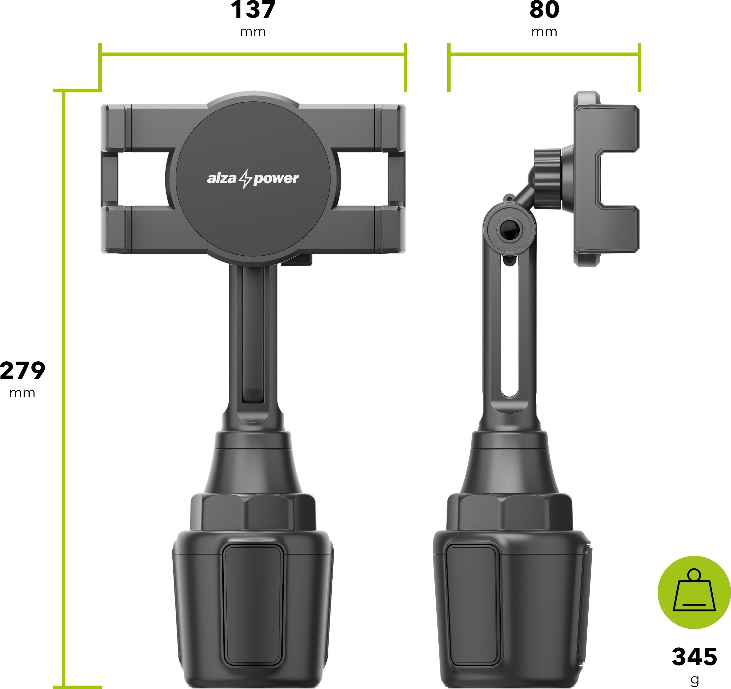 AlzaPower Tablet Holder in Cup Holder ACCH100 tablet tartót