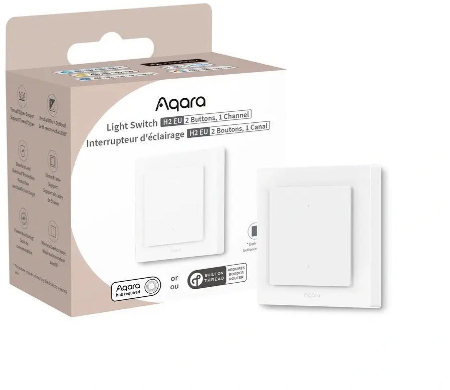 AQARA Light Switch H2 EU 2 Buttons, 1 Channel (WS-K07D) kapcsoló
