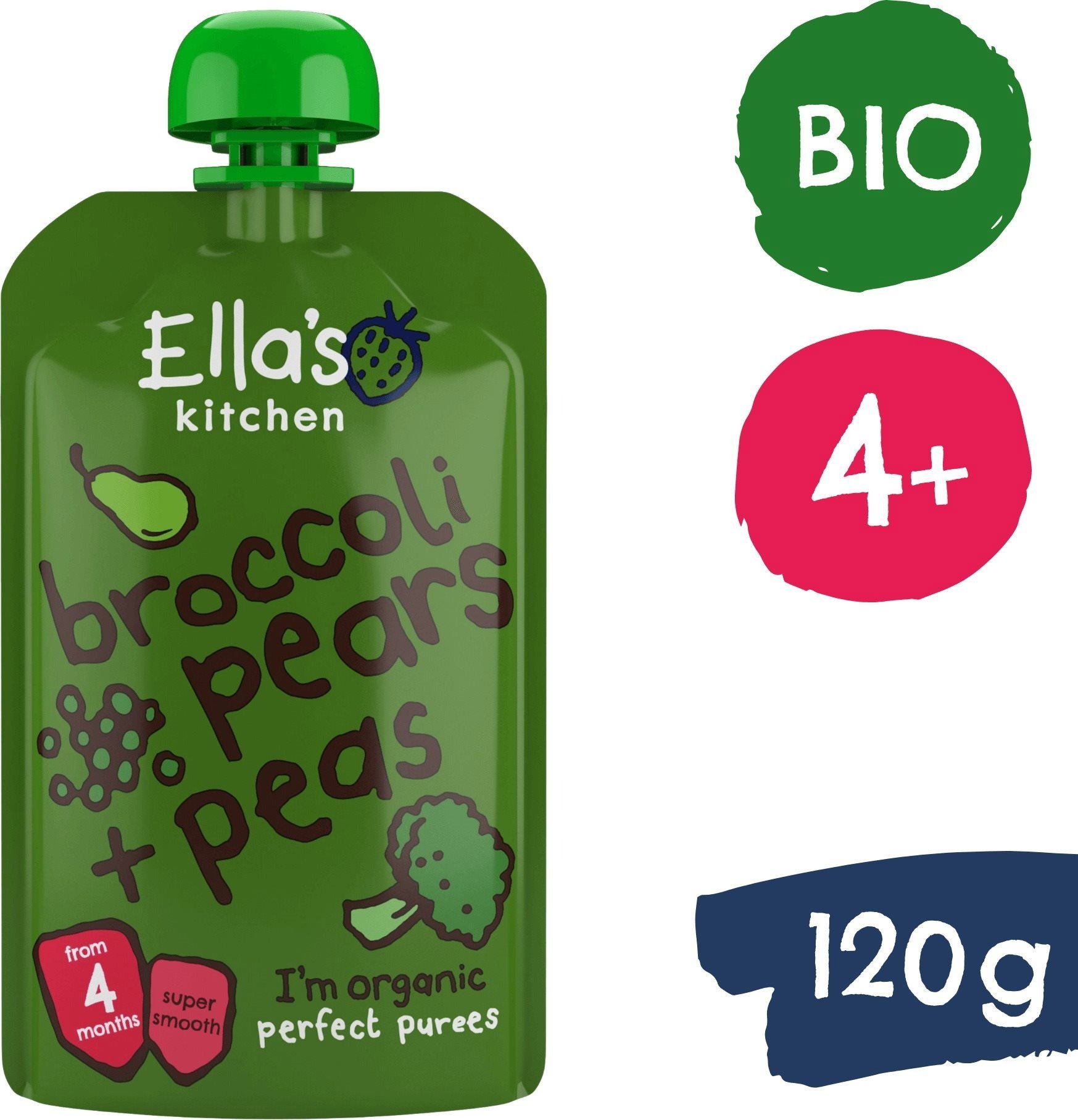 BABY14964 Ella's Kitchen BIO Körte, borsó és brokkoli 120 g