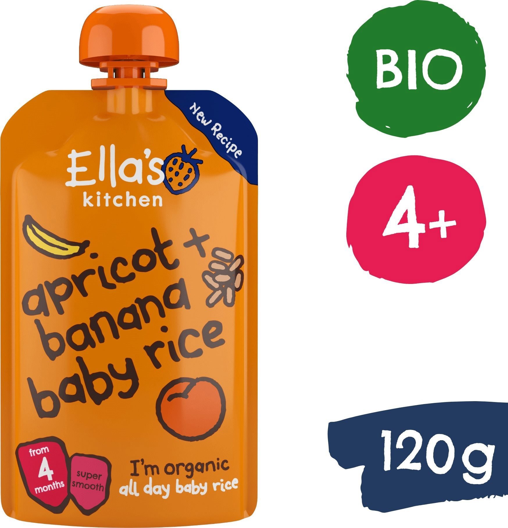 BABY14973 Ella's Kitchen BIO Gyermek rizs, banán és barack 120 g