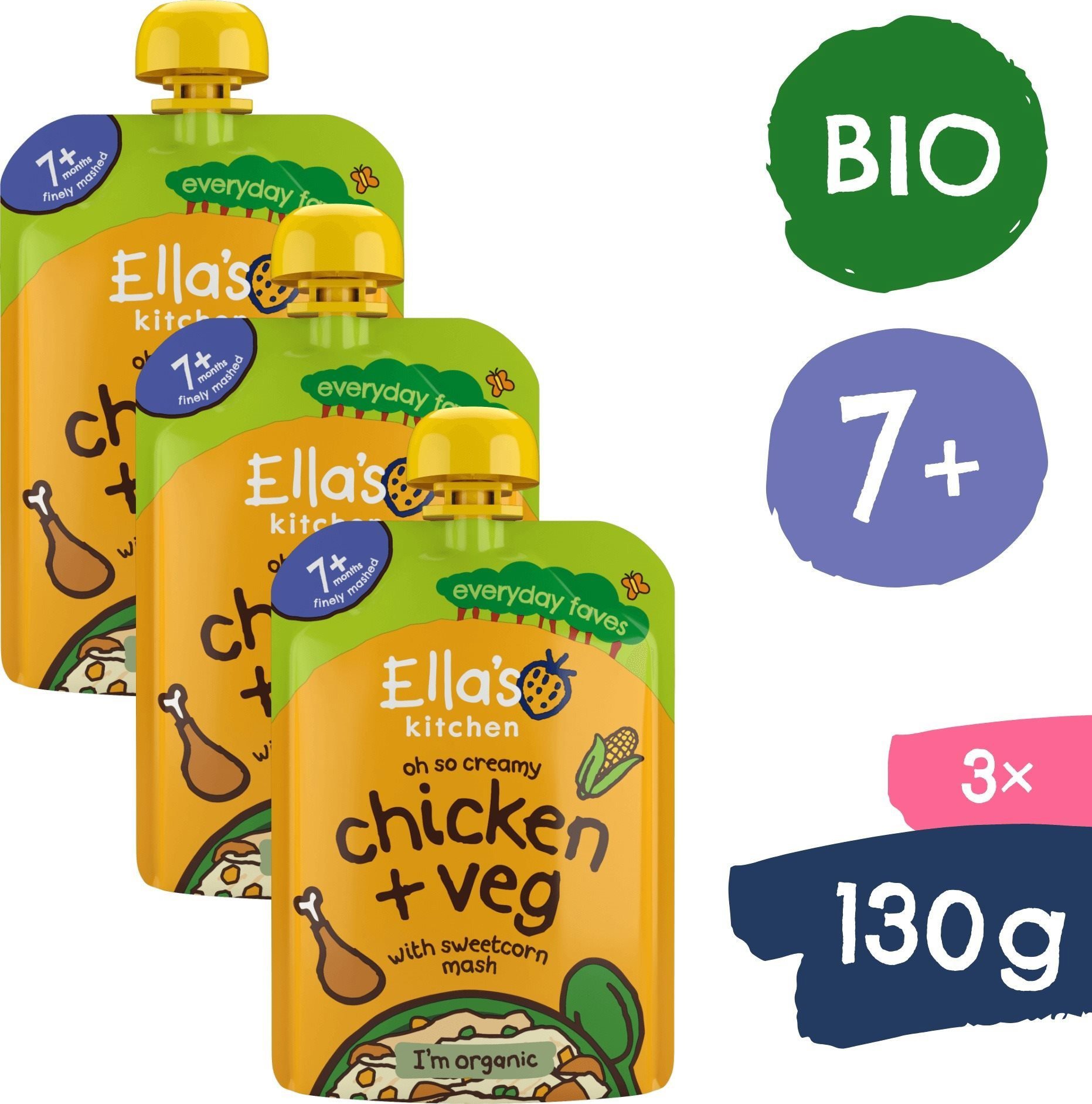 Ella's Kitchen BIO csirke kukoricakásával 3× 130 g