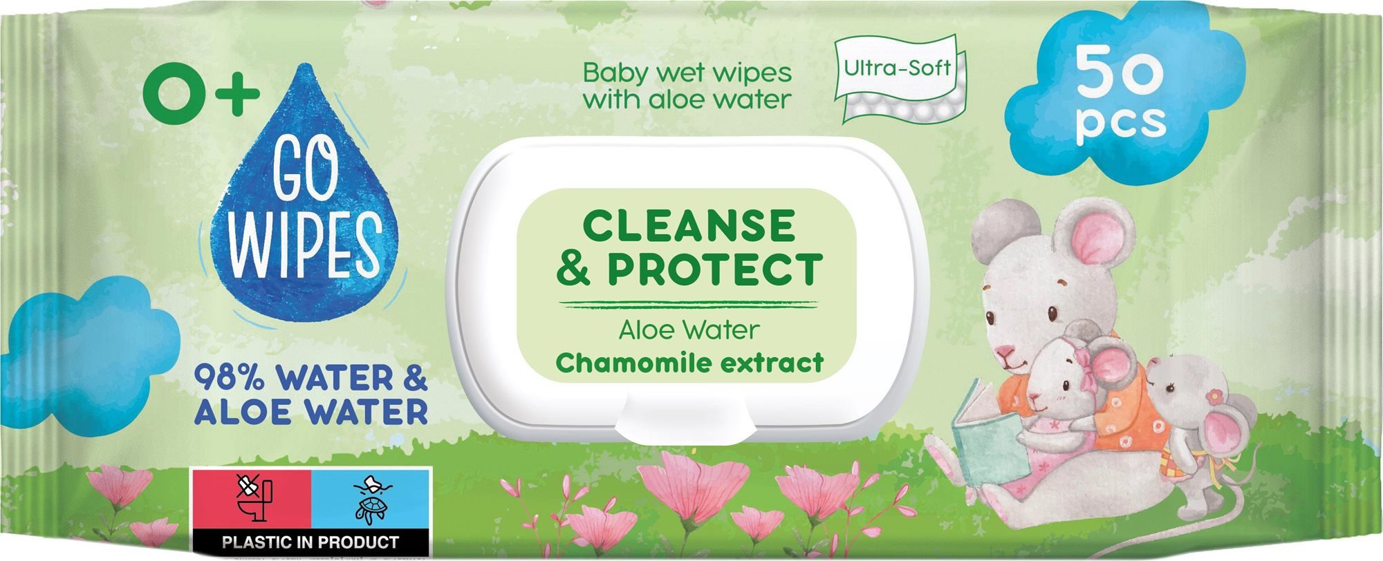 GoWipes baba nedves törlőkendő Aloe vízzel és kamillával 50 db