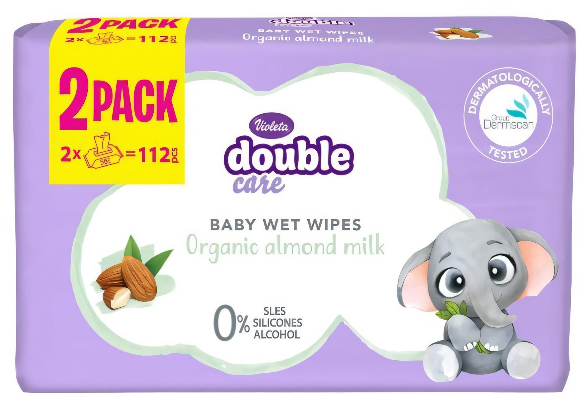 Violeta nedves törlőkendő 2×56 db (112 db)