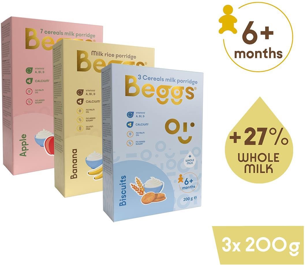 Beggs tejpép vegyes ízekben teljes tejjel (3× 200 g)