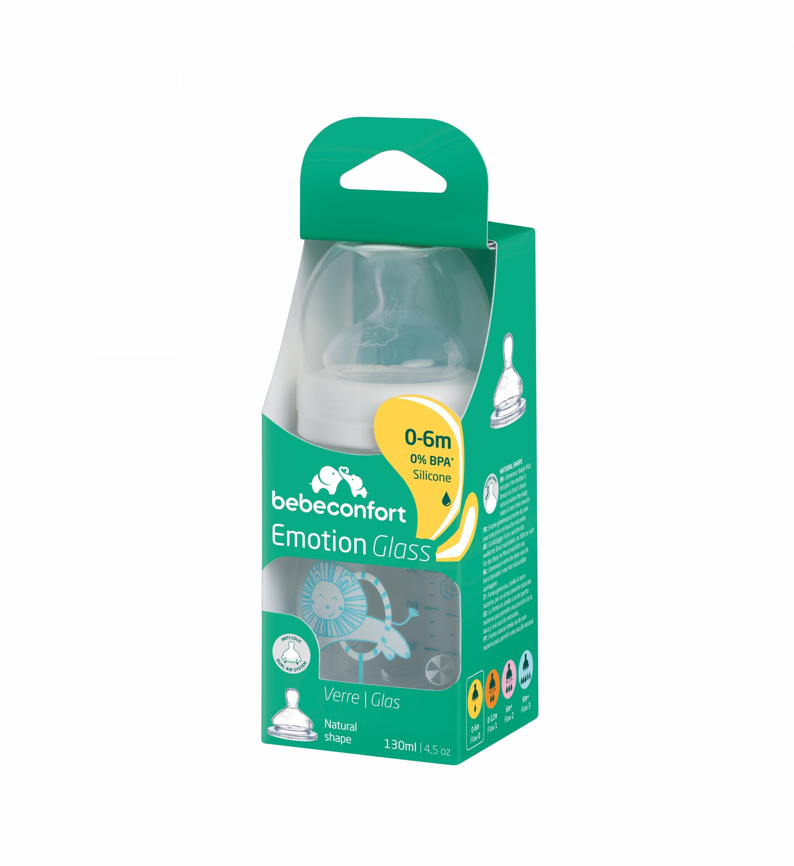 Bebeconfort Emotion Glass White 130 ml cumisüveg, 0-6 hó