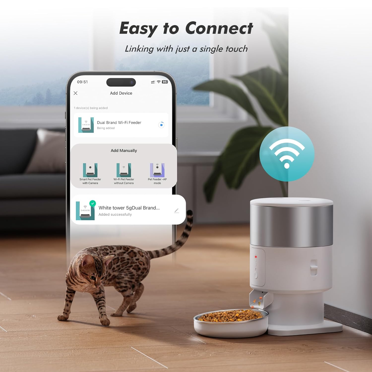 Tikpaws PF07 etetőautomata WiFi-vel, 3000 ml-es tartály