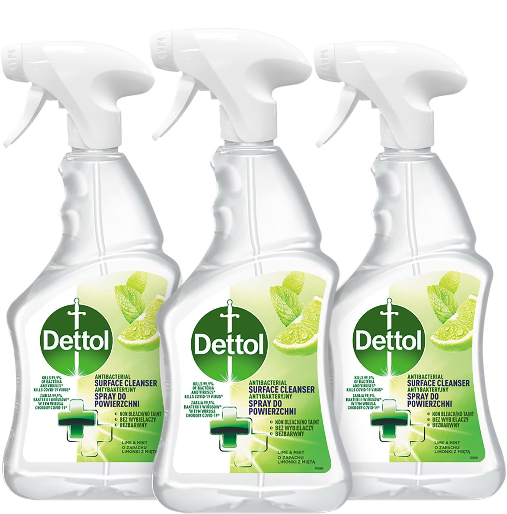 Fertőtlenítő DETTOL antibakteriális felületi spray Mész és menta 3×500 ml