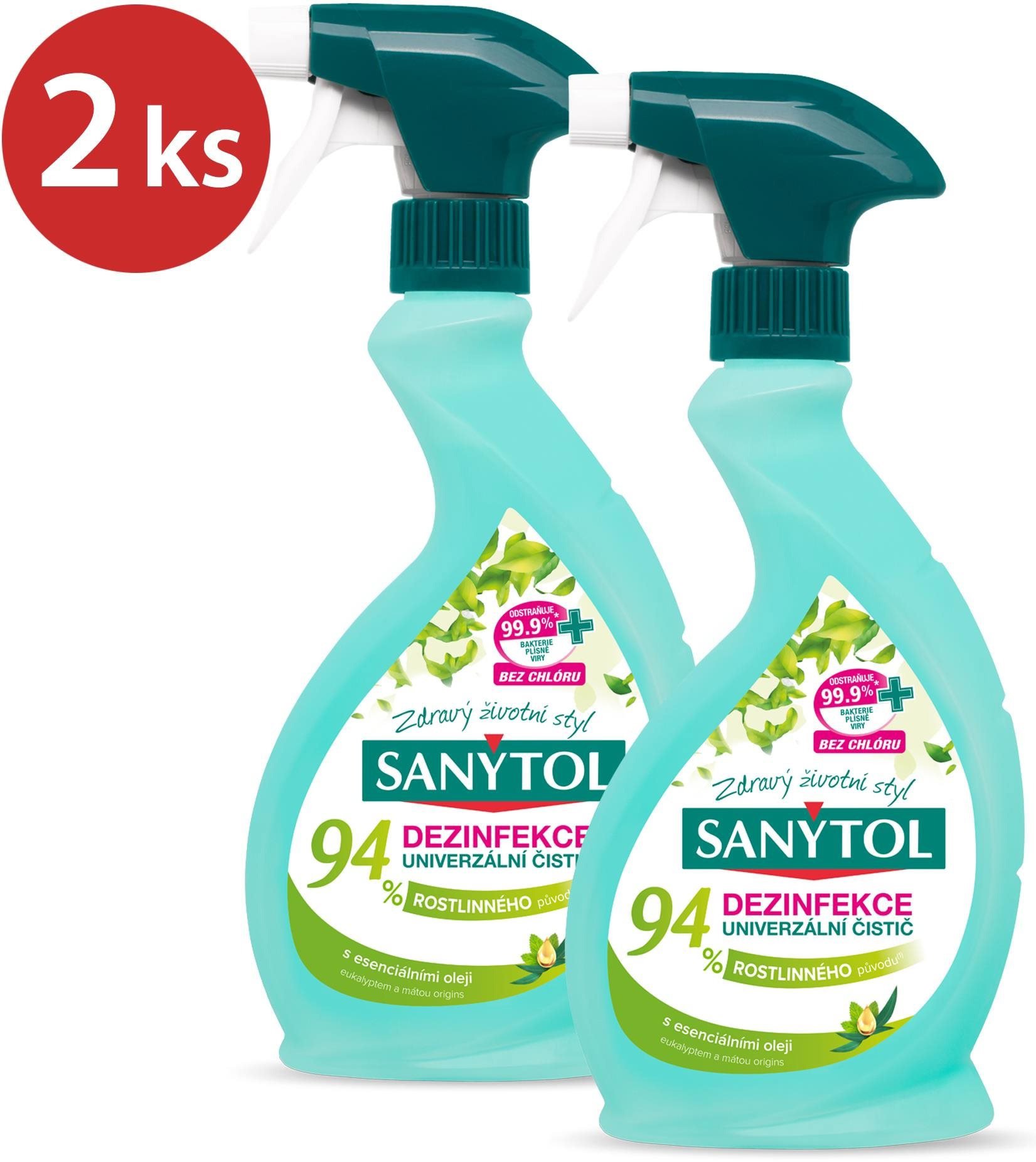 SANYTOL fertőtlenítő 94% növényi eredetű fertőtlenítő spray 2×500 ml