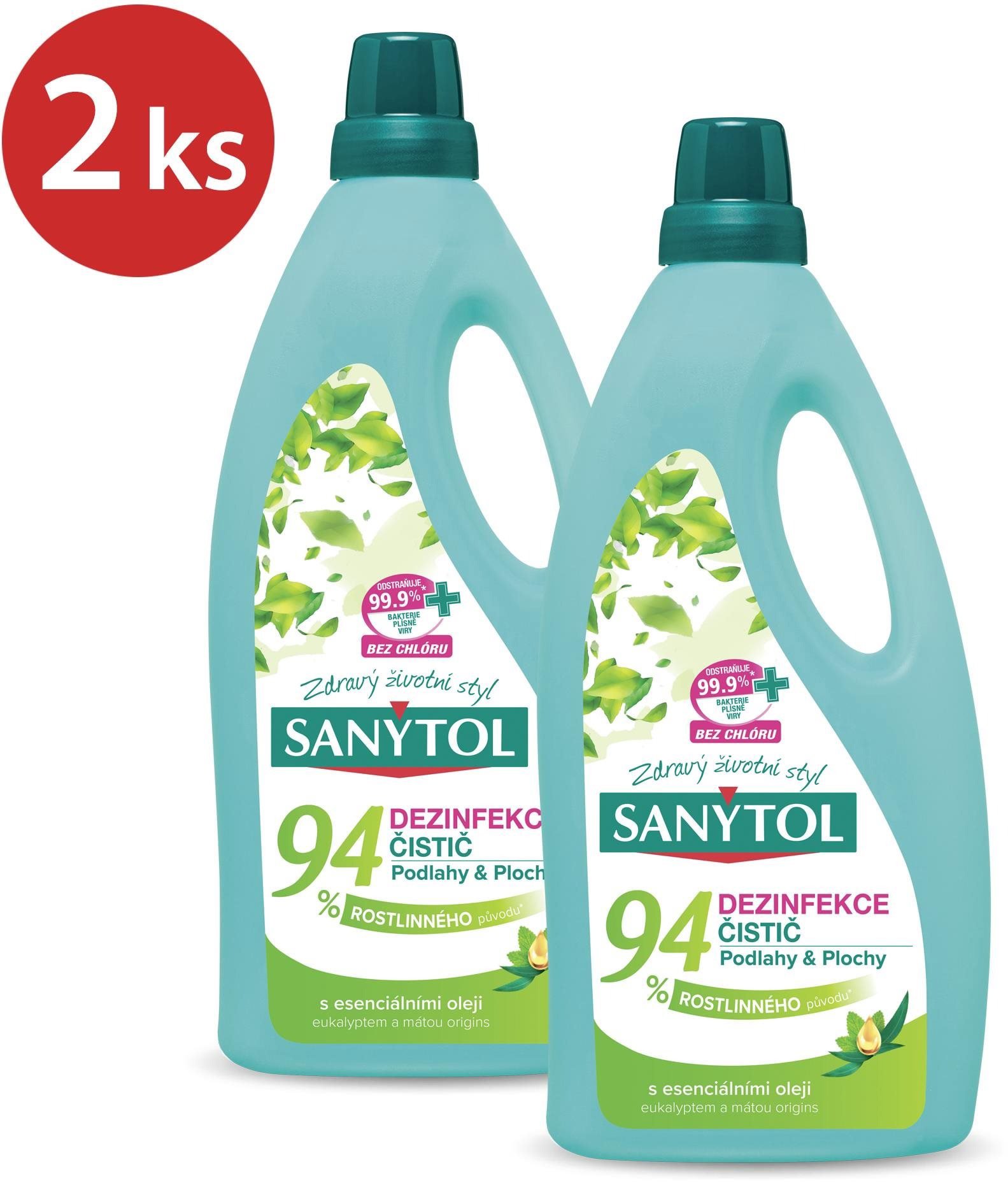 SANYTOL fertőtlenítőszer 94% növényi eredetű padló és felület fertőtlenítése 2× 1 l