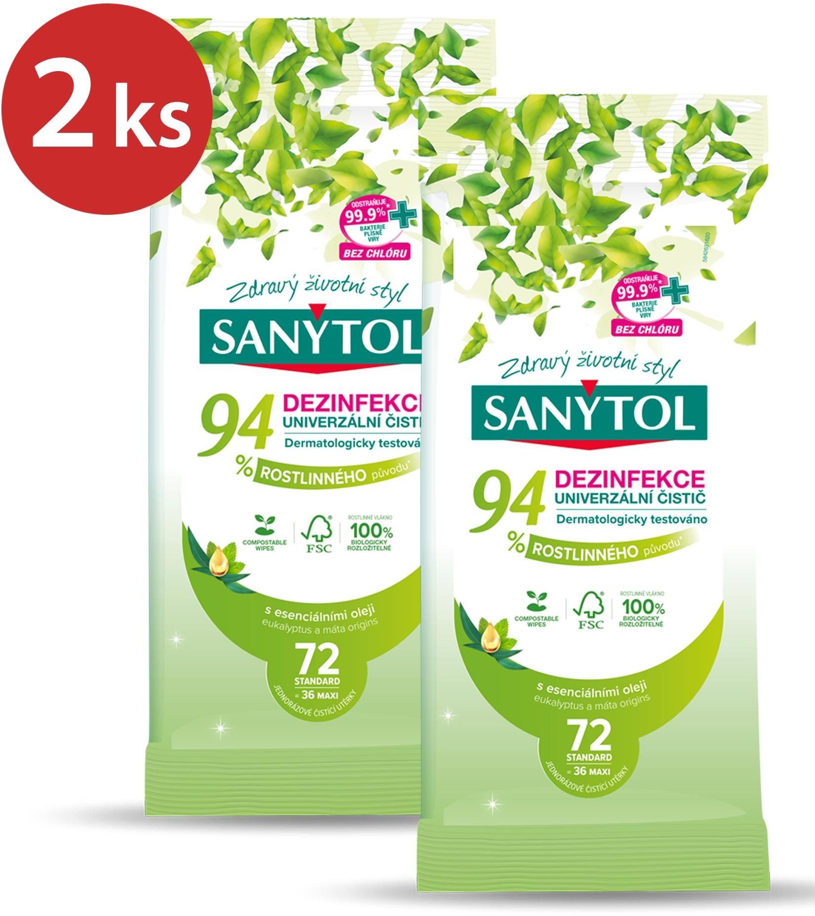 SANYTOL fertőtlenítő 94%-os növényi összetétel, 2×36 darab