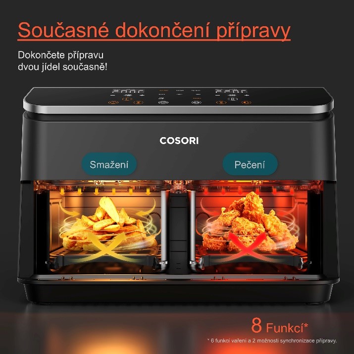 Cosori Dual Basket forrólevegős fritőz + 5 × nyárs és rács