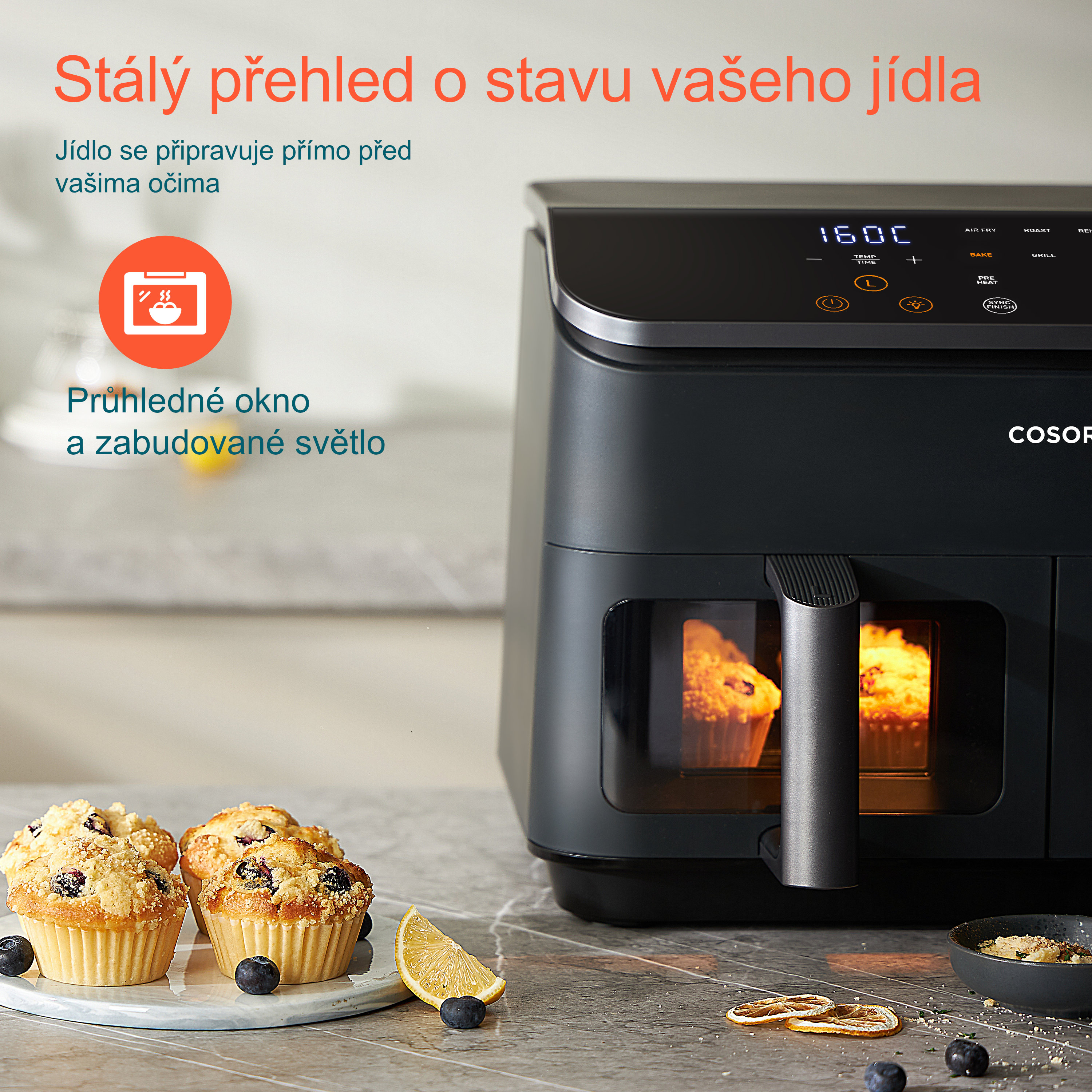 Cosori Dual Basket forrólevegős fritőz + 5 × nyárs és rács