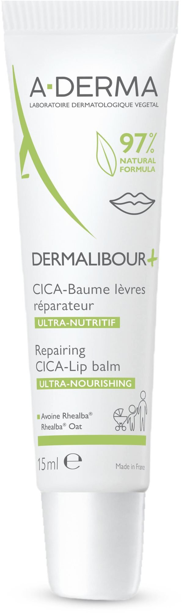 A-DERMA Dermalibour+ Regeneráló CICA-Ajakbalzsam 15 ml