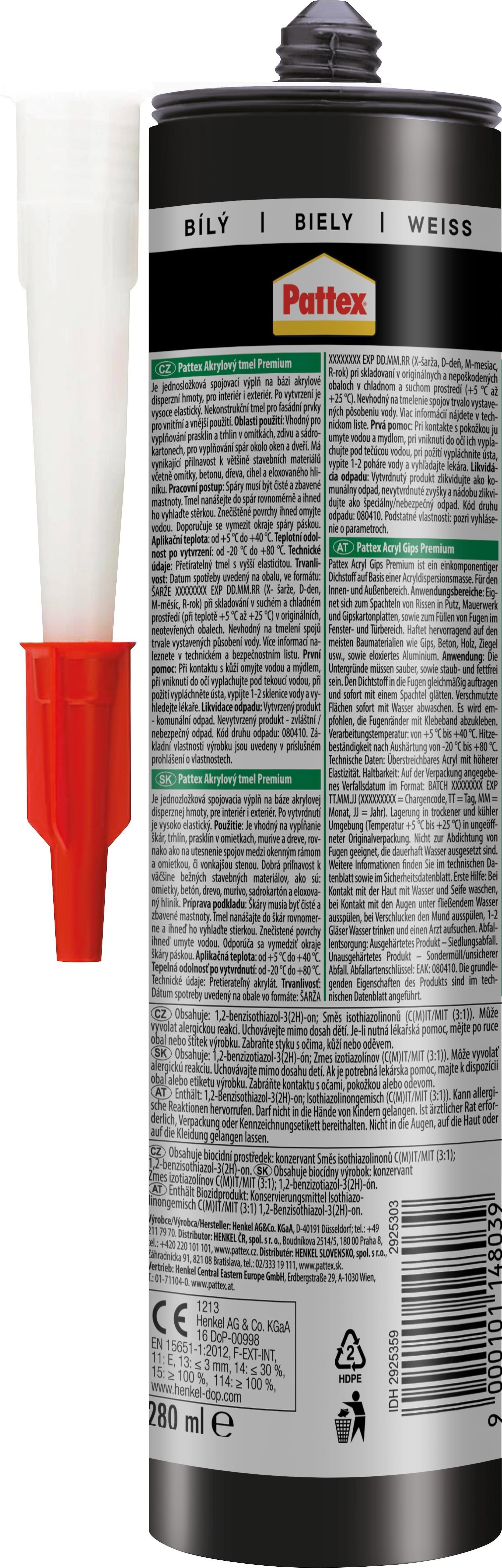PATTEX Premium fehér akril tömítő 280 ml