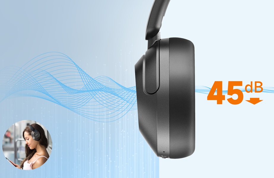 EarFun Wave Pro Black vezeték nélküli fejhallgató