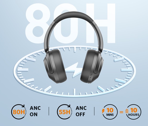 EarFun Wave Pro Black vezeték nélküli fejhallgató