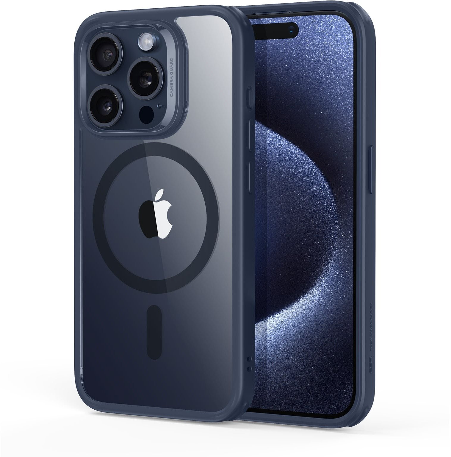ESR Classic Hybrid Case (HaloLock), Compatible with iPhone 15 Pro, Clear Dark Blue mobiltelefon tok