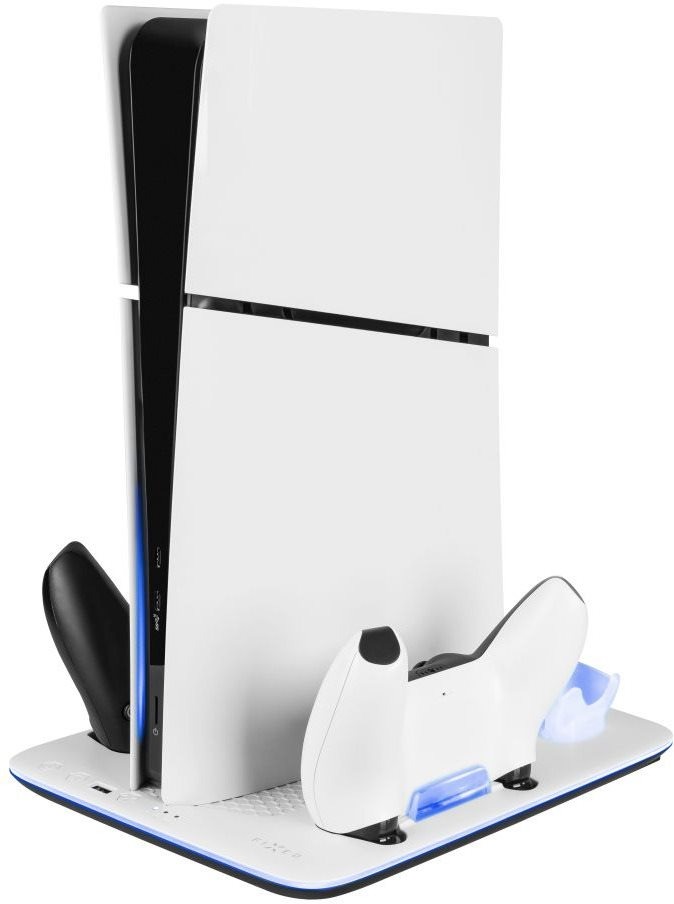 FIXED Multifunctional Stand PS5 (Slim) állvány ventilátorokkal és két DualSense B&W kontroller töltővel