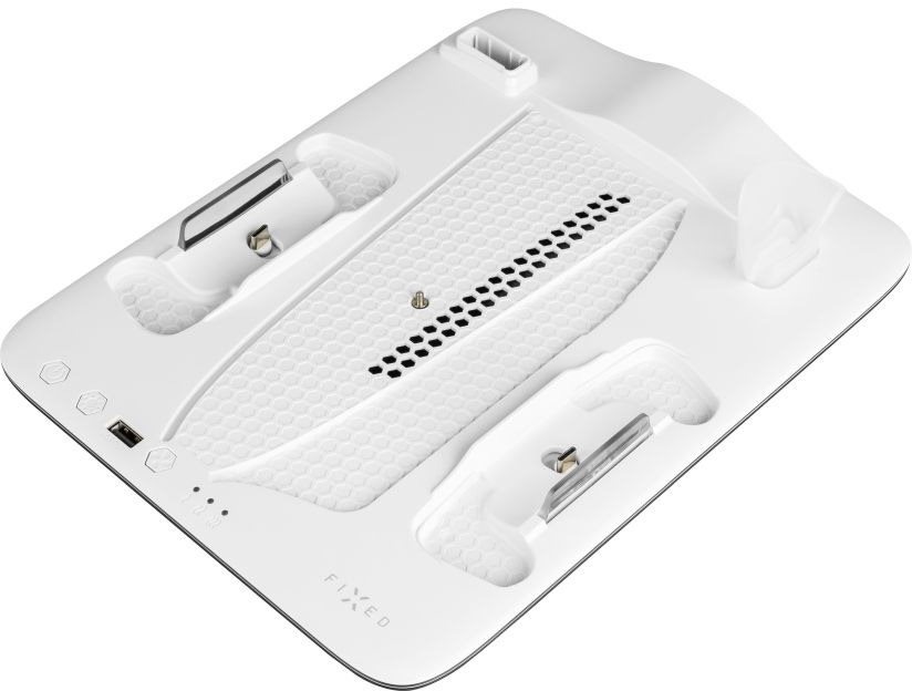FIXED Multifunctional Stand PS5 (Slim) állvány ventilátorokkal és két DualSense B&W kontroller töltővel