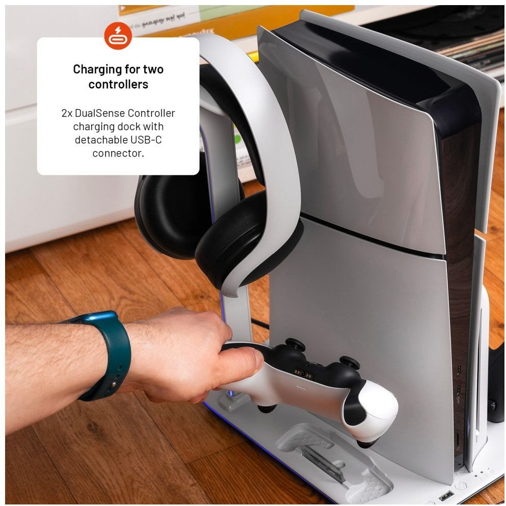 FIXED Multifunctional Stand PS5 (Slim) állvány ventilátorokkal és két DualSense B&W kontroller töltővel