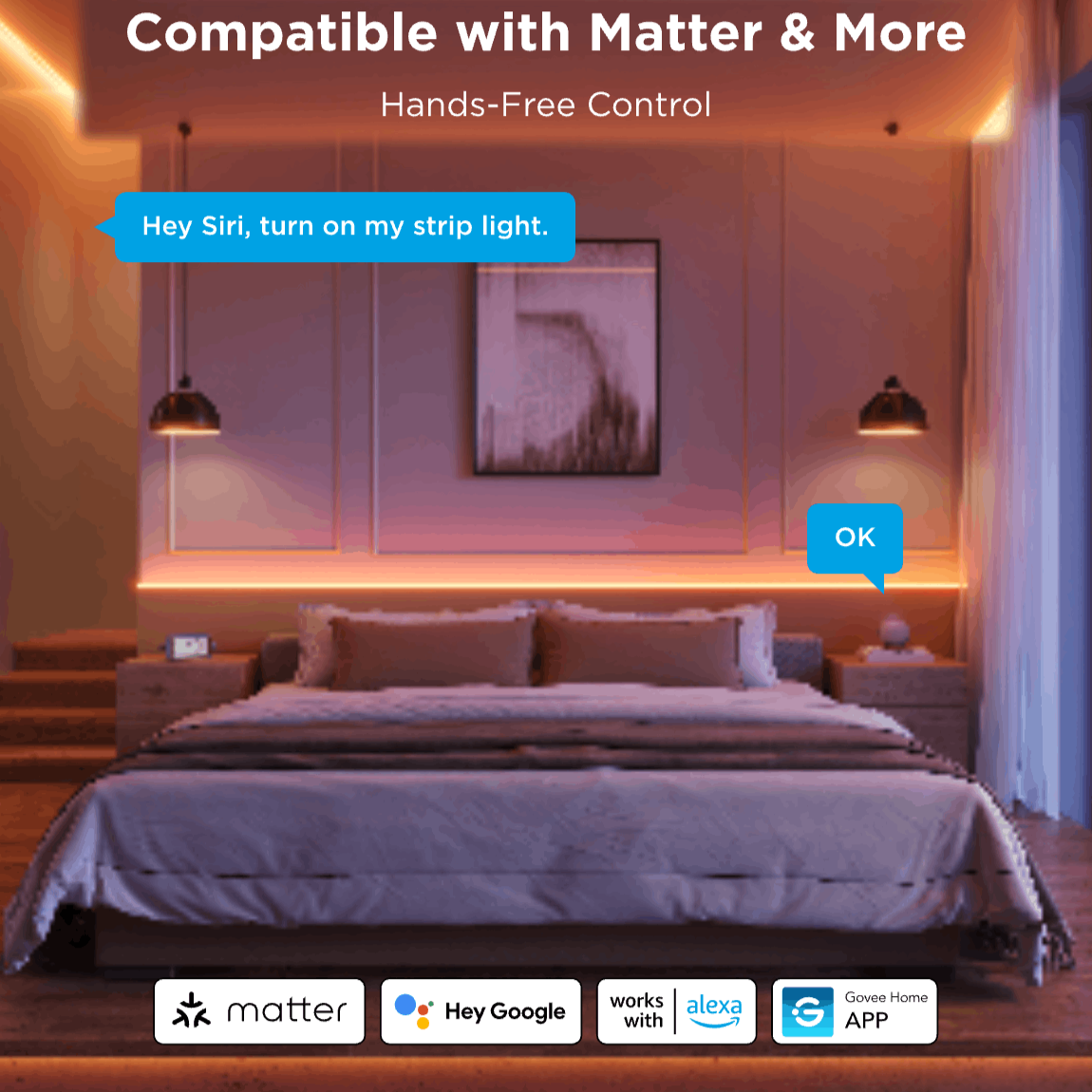 Govee COB RGBICW 3780 LED-szalag, Matter, 3 m