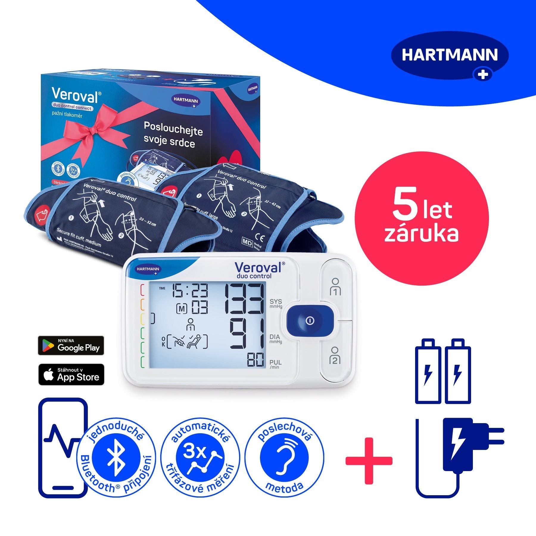 Nyomásmérő HARTMANN Veroval Duo Control ajándékcsomag HARTMANN Veroval Duo Control