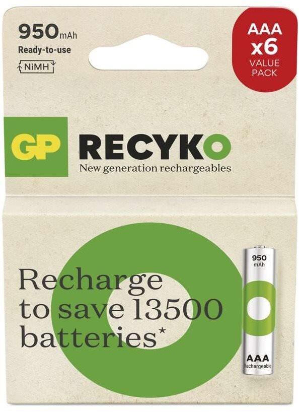 GP ReCyko 950 AAA (HR03) újratöltető elemek, 6 db