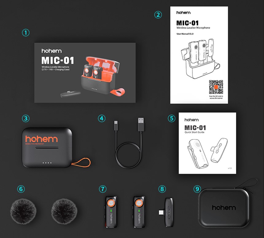 Hohem MIC-01 (2TX + 1RX + Charging Lightning Case) mikrofon