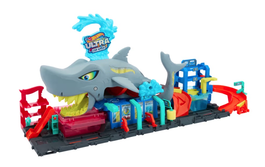 Hot Wheels City Color Reveal autómosó cápával és kisautóval 1:64