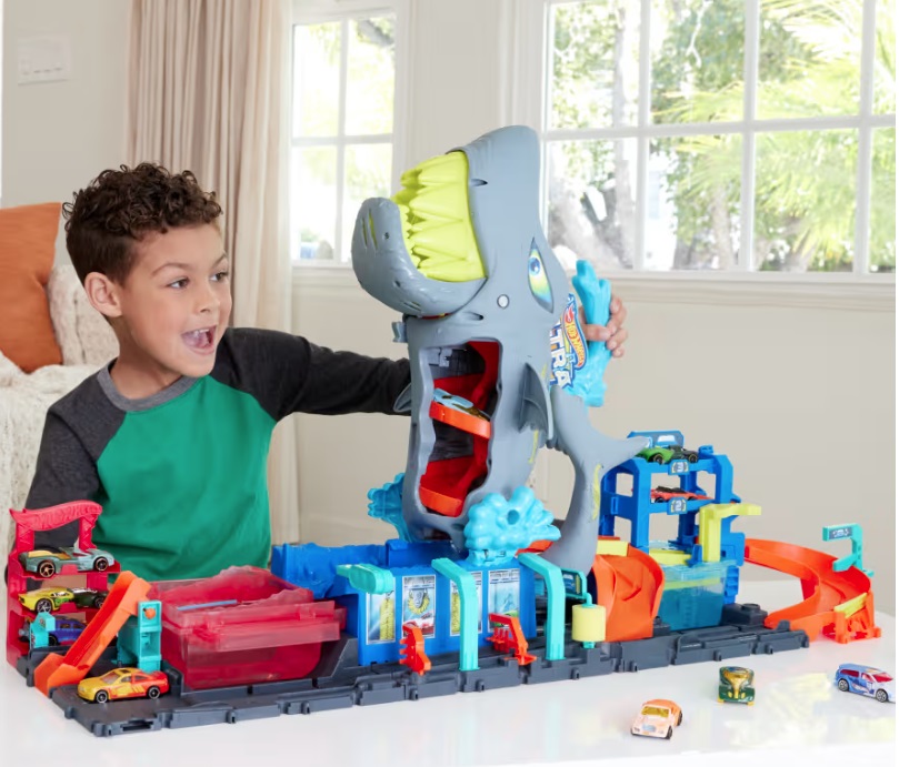 Hot Wheels City Color Reveal autómosó cápával és kisautóval 1:64