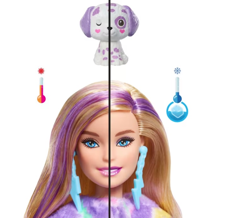 Barbie Cutie Reveal Barbie baba Színes álmok - dalmata kiegészítőkkel és 10 meglepetéssel