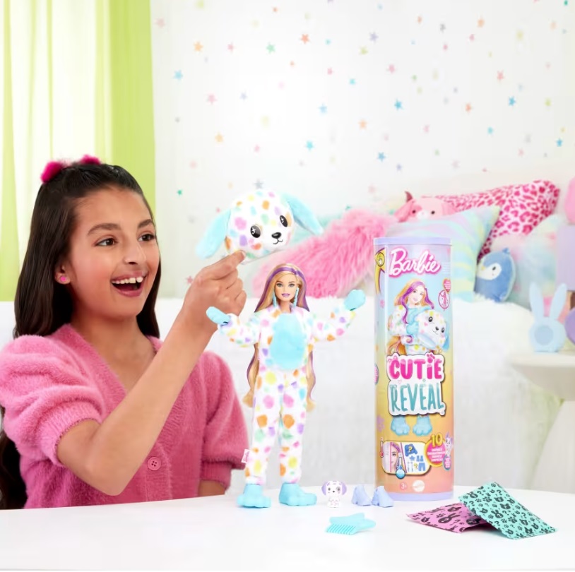 Barbie Cutie Reveal Barbie baba Színes álmok - dalmata kiegészítőkkel és 10 meglepetéssel