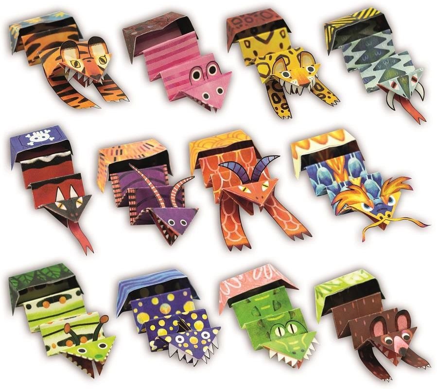 Ludattica Easy Origami ugráló meglepetés állatok, 12 db