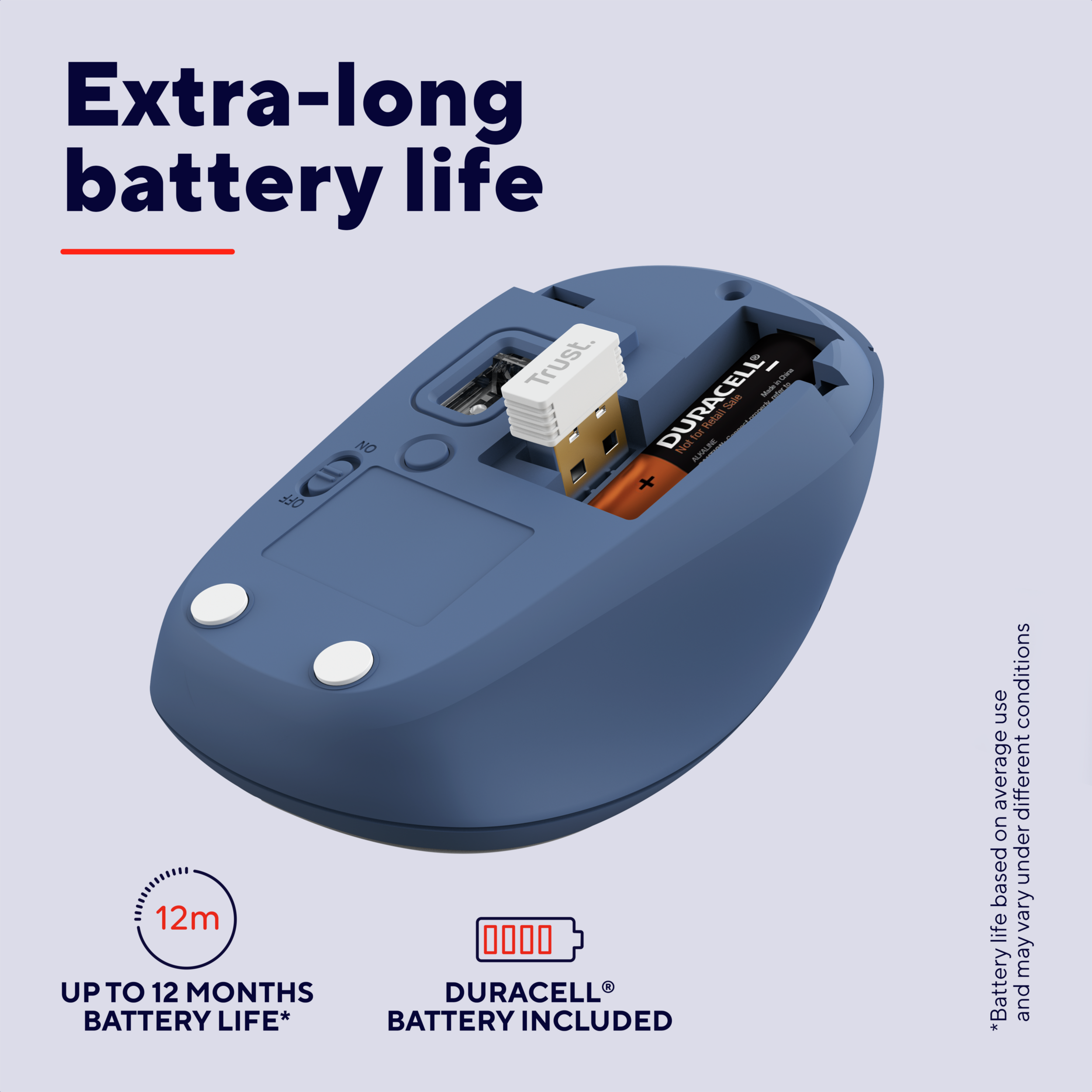 Trust Yvi+ Multi-Device Wireless-Bluetooth Silent Mouse, kék