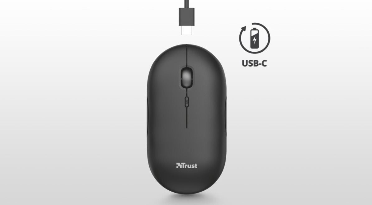 Trust Puck Wireless BT Silent Mouse fekete egér