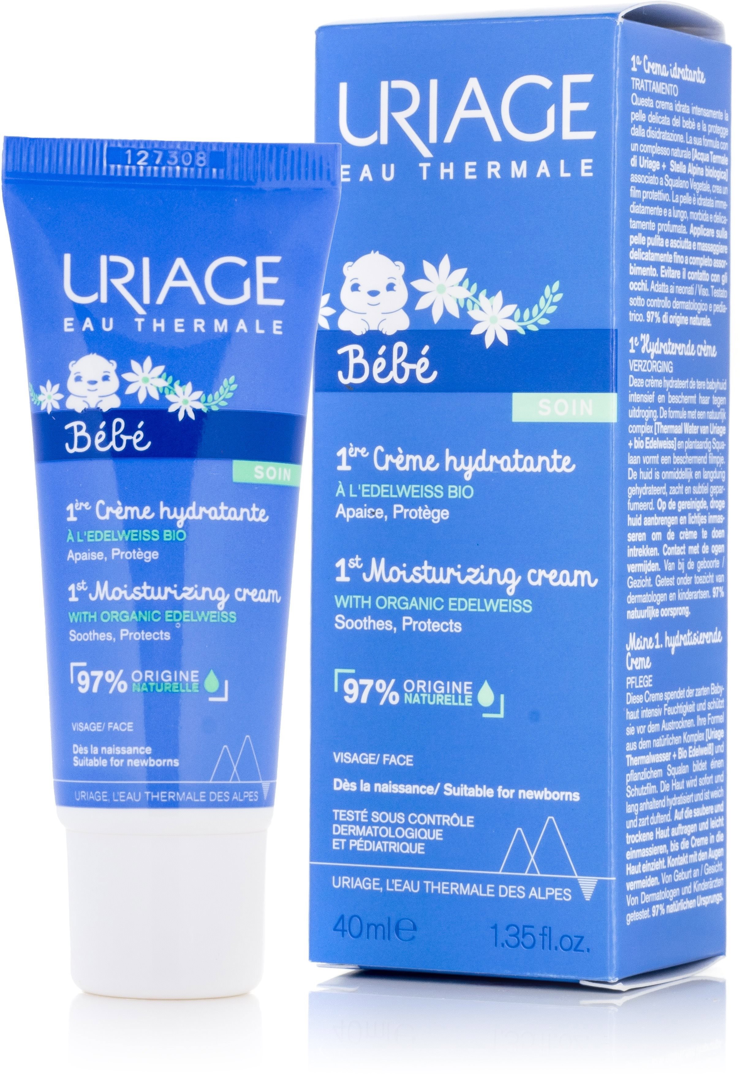 URIAGE Bébé 1st Moisturizing Face Cream arcápoló krém 40 ml