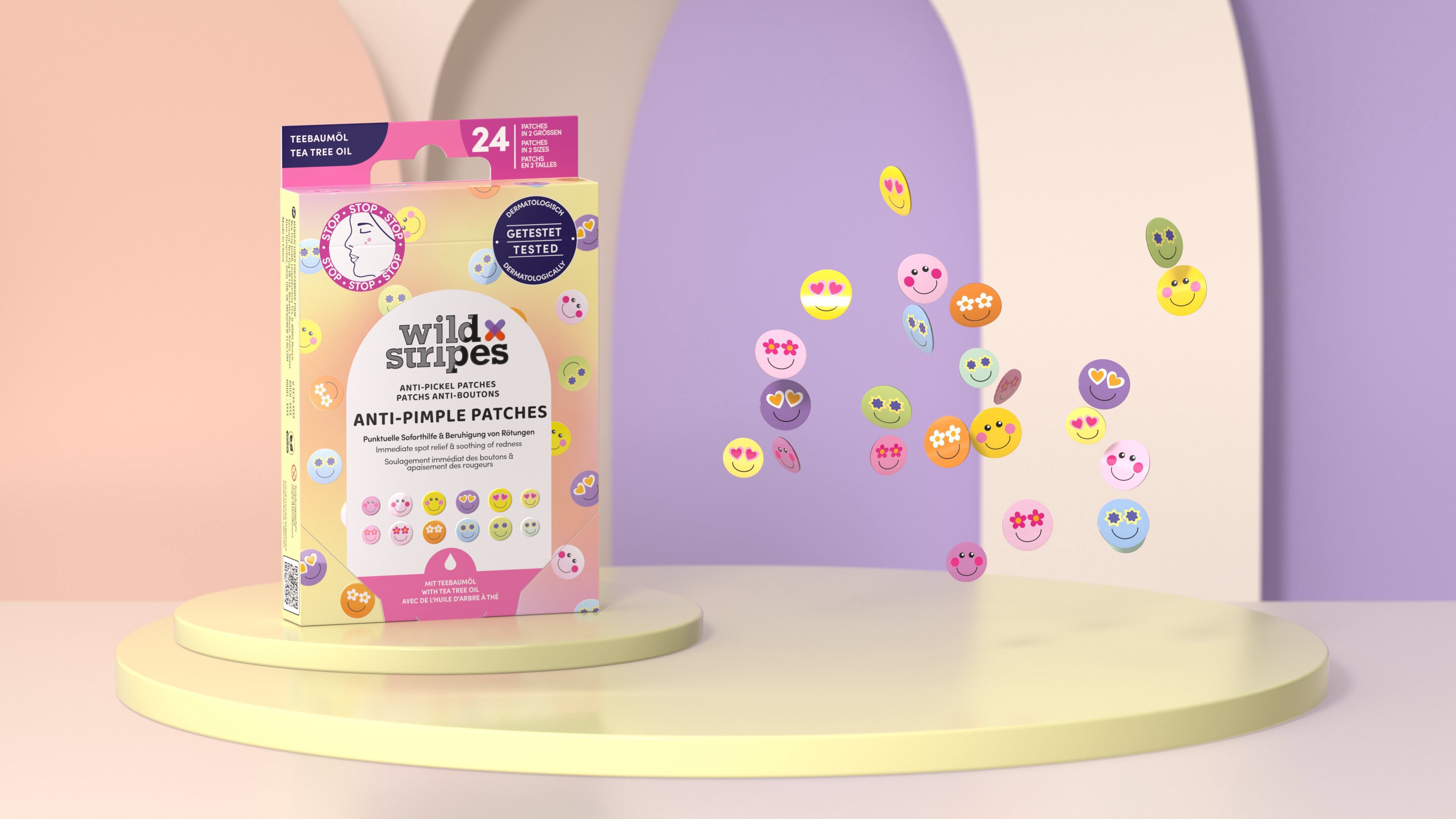 WILD Csíkos pattanás elleni tapaszok Mosolygós megelőzés 24 db