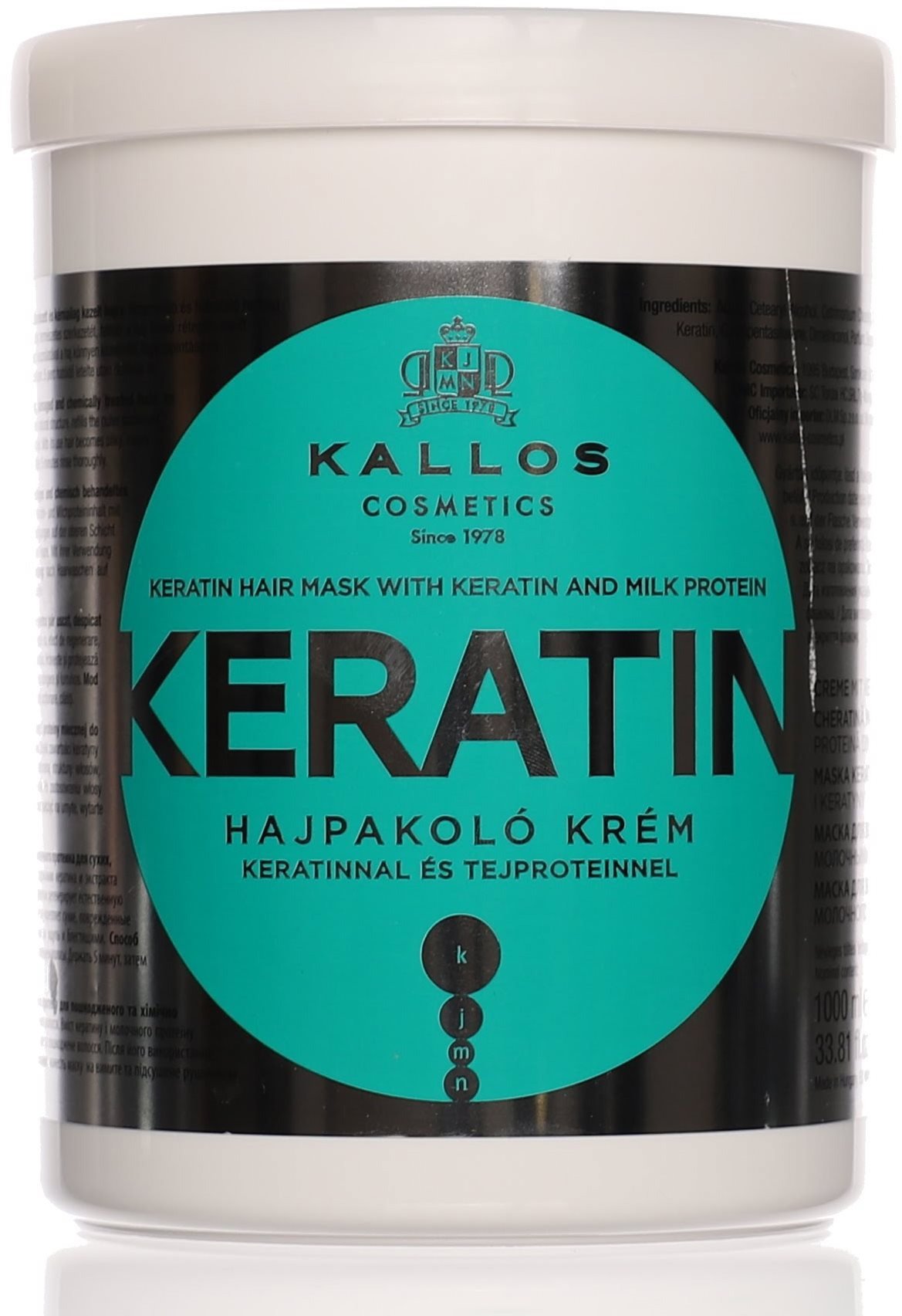 Hajmaszk KALLOS KJMN Keratin haj 1000 ml