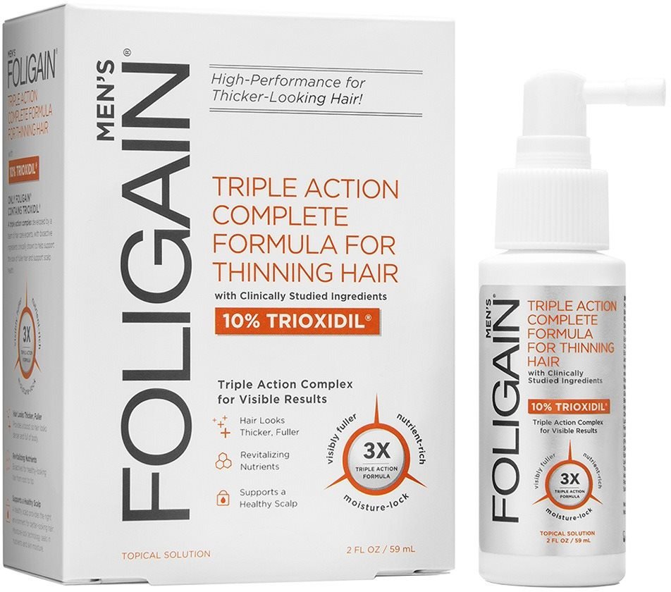 Hajszérum FOLIGAIN Triple Action hajhullás elleni szérum 10% trioxinil hatóanyaggal férfiaknak